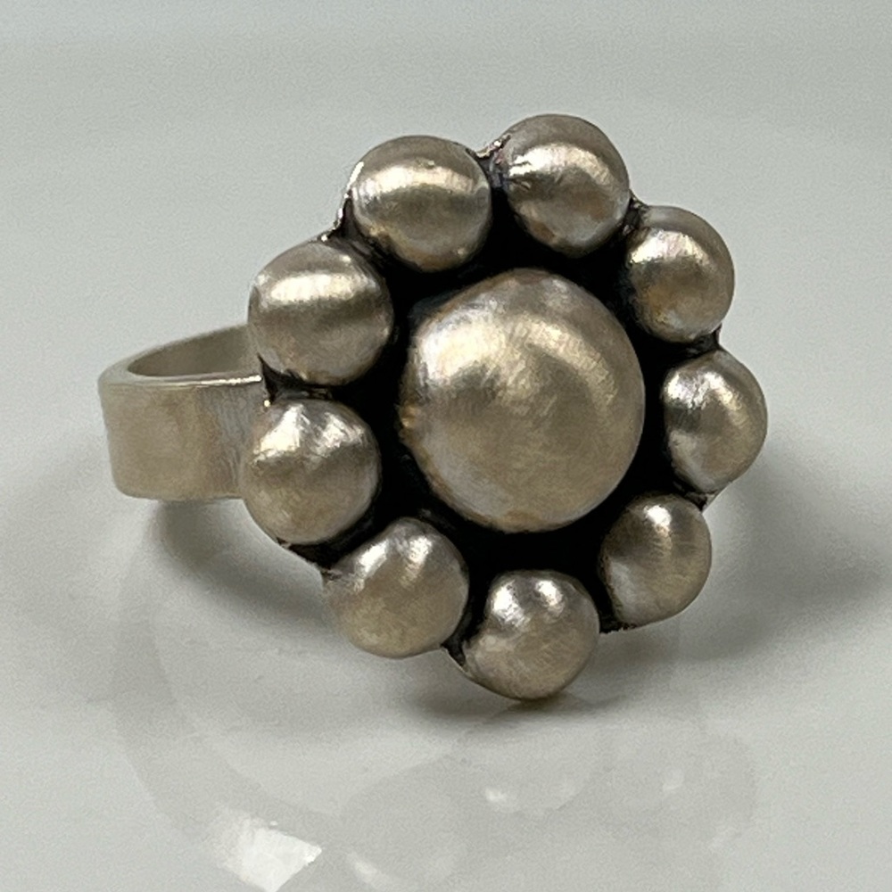 925 Solid Sterling Silver Brushed Matte Flower Be… - image 8